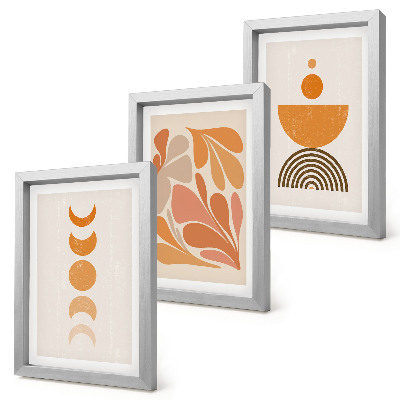 Lot de 3 tableaux Formes abstraites dans des tons orange
