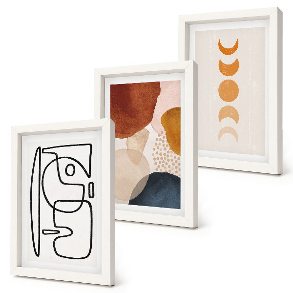 Ensemble de 3 tableaux Formes abstraites et couleurs à la mode