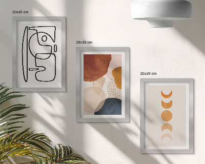 Ensemble de 3 tableaux Formes abstraites et couleurs à la mode