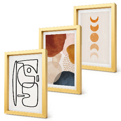 Ensemble de 3 tableaux Formes abstraites et couleurs à la mode