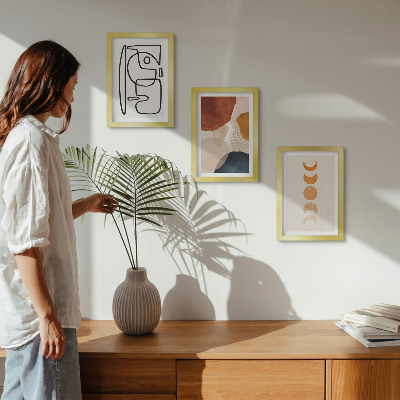 Ensemble de 3 tableaux Formes abstraites et couleurs à la mode