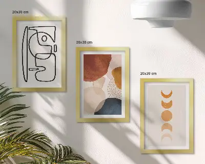 Ensemble de 3 tableaux formes abstraites et couleurs tendance