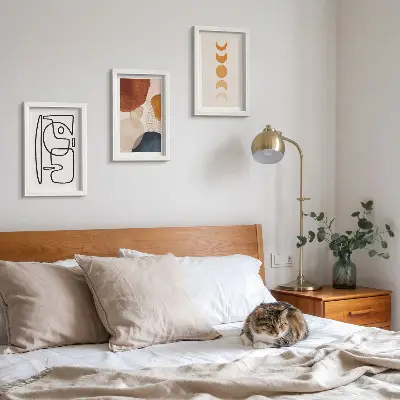 Ensemble de 3 tableaux formes abstraites et couleurs tendance