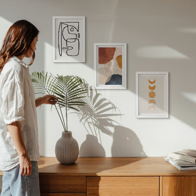 Ensemble de 3 tableaux Formes abstraites et couleurs à la mode