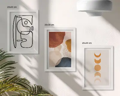 Ensemble de 3 tableaux formes abstraites et couleurs tendance