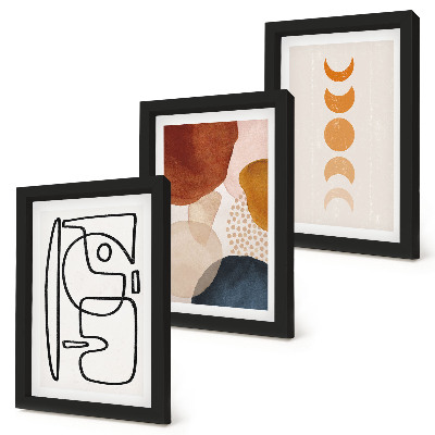 Ensemble de 3 tableaux Formes abstraites et couleurs à la mode