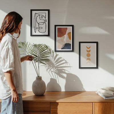 Ensemble de 3 tableaux Formes abstraites et couleurs à la mode