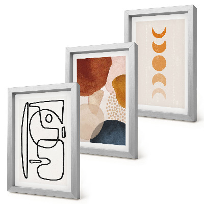 Ensemble de 3 tableaux Formes abstraites et couleurs à la mode
