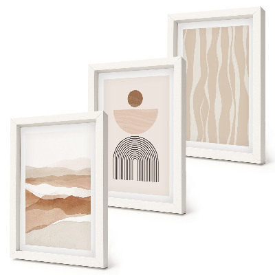Ensemble de 3 tableaux Paysage abstrait, formes naturelles et géométrie