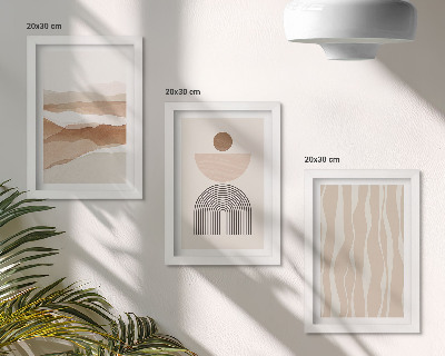 Ensemble de 3 tableaux Paysage abstrait, formes naturelles et géométrie