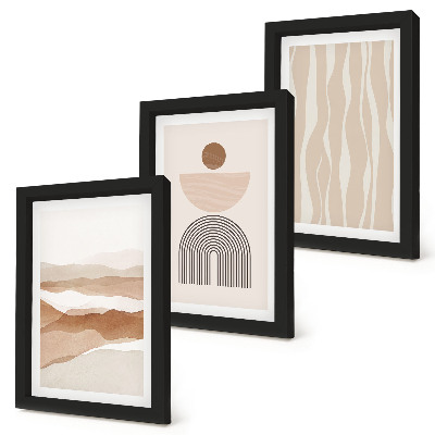 Ensemble de 3 tableaux Paysage abstrait, formes naturelles et géométrie