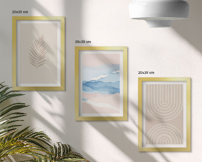 Mur de cadres Feuilles et vagues dans des tons beige et bleu