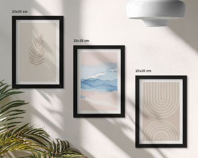 Mur de cadres Feuilles et vagues dans des tons beige et bleu