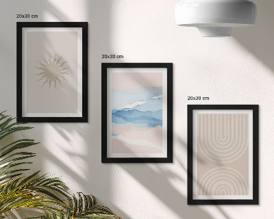 Lot de 3 tableaux Soleil, vagues et lignes abstraites aux couleurs pastel