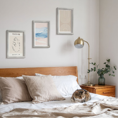 Ensemble de 3 tableaux Lignes et vagues dans des tons pastel avec une touche minimaliste