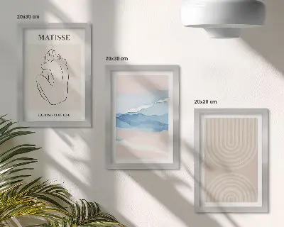 Ensemble de 3 tableaux lignes et vagues dans des tons pastel au style minimaliste