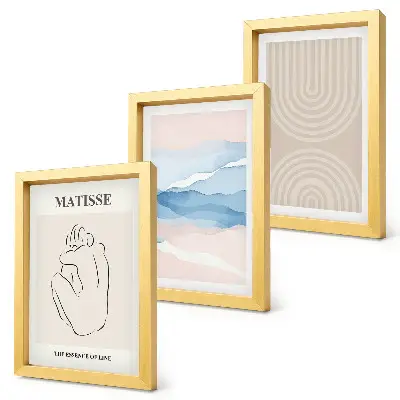 Ensemble de 3 tableaux lignes et vagues dans des tons pastel au style minimaliste
