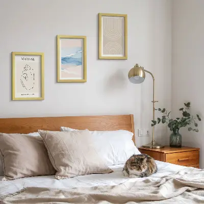 Ensemble de 3 tableaux lignes et vagues dans des tons pastel au style minimaliste