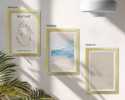 Ensemble de 3 tableaux lignes et vagues dans des tons pastel au style minimaliste