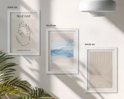 Ensemble de 3 tableaux lignes et vagues dans des tons pastel au style minimaliste