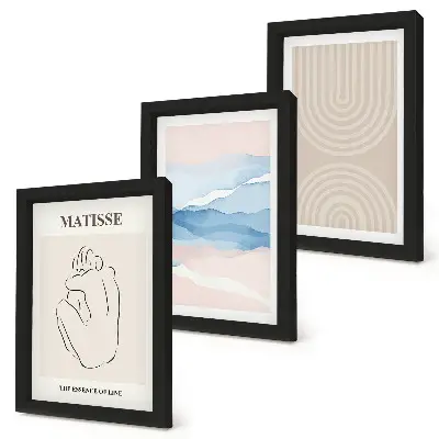 Ensemble de 3 tableaux lignes et vagues dans des tons pastel au style minimaliste