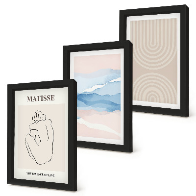 Ensemble de 3 tableaux Lignes et vagues dans des tons pastel avec une touche minimaliste