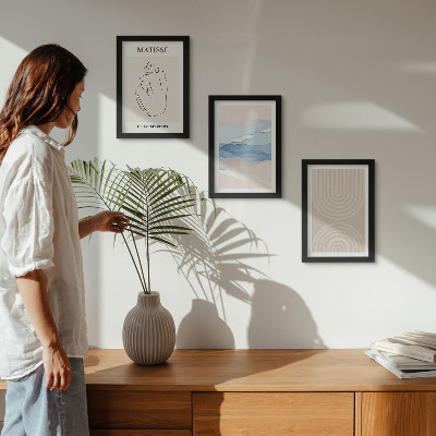 Ensemble de 3 tableaux Lignes et vagues dans des tons pastel avec une touche minimaliste