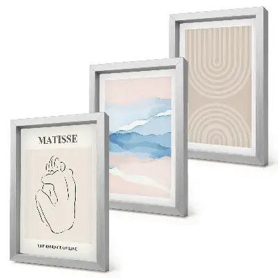 Ensemble de 3 tableaux lignes et vagues dans des tons pastel au style minimaliste