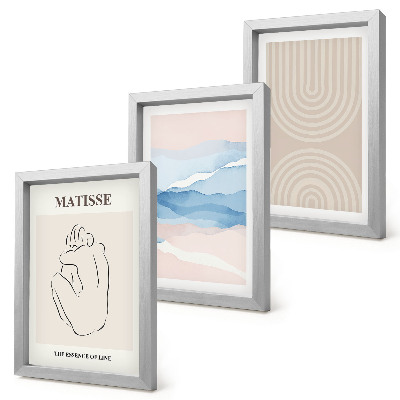 Ensemble de 3 tableaux Lignes et vagues dans des tons pastel avec une touche minimaliste