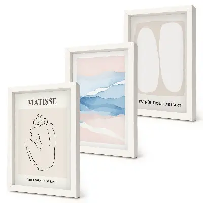 Mur de cadres formes abstraites et couleurs délicates de Matisse