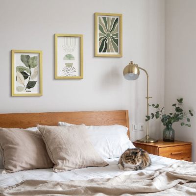 Lot de 3 tableaux Motifs végétaux aux formes géométriques vertes