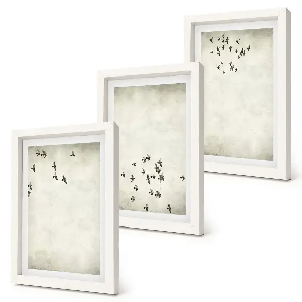 Tableau d'oiseaux en vol style minimaliste lot de 3 pièces