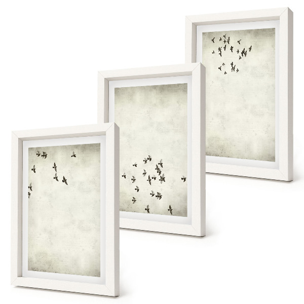 Lot de 3 tableaux Une peinture minimaliste d'oiseaux en vol