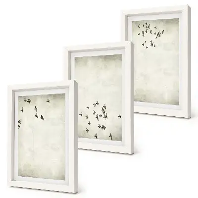 Tableau d'oiseaux en vol style minimaliste lot de 3 pièces