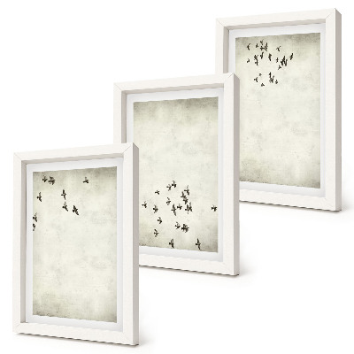 Lot de 3 tableaux Une peinture minimaliste d'oiseaux en vol