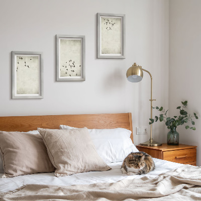 Lot de 3 tableaux Une peinture minimaliste d'oiseaux en vol