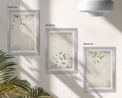 Lot de 3 tableaux Une peinture minimaliste d'oiseaux en vol
