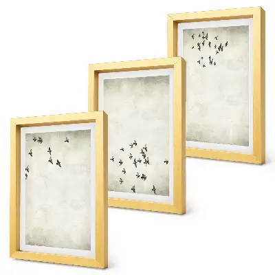 Tableau d'oiseaux en vol style minimaliste lot de 3 pièces