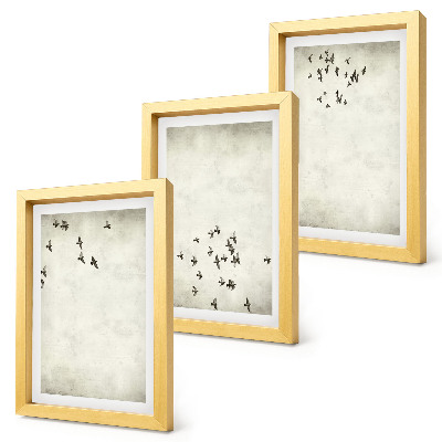 Lot de 3 tableaux Une peinture minimaliste d'oiseaux en vol
