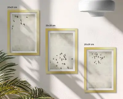 Tableau d'oiseaux en vol style minimaliste lot de 3 pièces