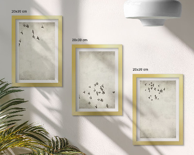 Lot de 3 tableaux Une peinture minimaliste d'oiseaux en vol