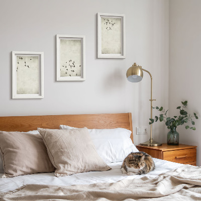 Lot de 3 tableaux Une peinture minimaliste d'oiseaux en vol