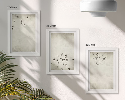 Lot de 3 tableaux Une peinture minimaliste d'oiseaux en vol