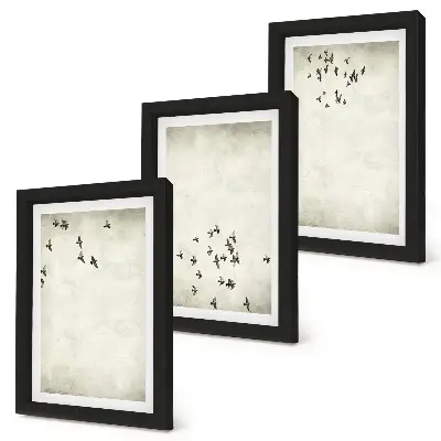 Tableau d'oiseaux en vol style minimaliste lot de 3 pièces