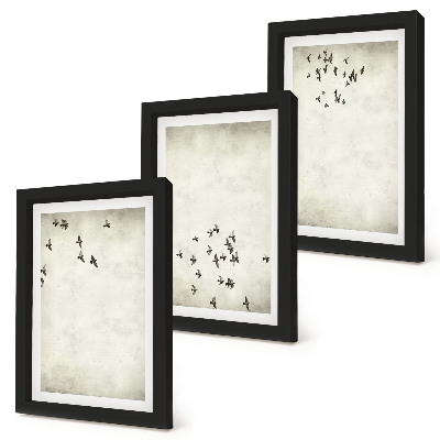 Lot de 3 tableaux Une peinture minimaliste d'oiseaux en vol