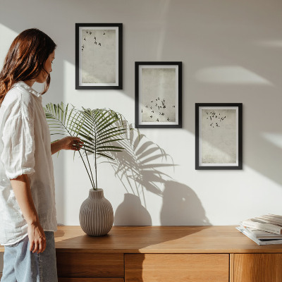 Lot de 3 tableaux Une peinture minimaliste d'oiseaux en vol