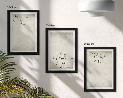 Lot de 3 tableaux Une peinture minimaliste d'oiseaux en vol