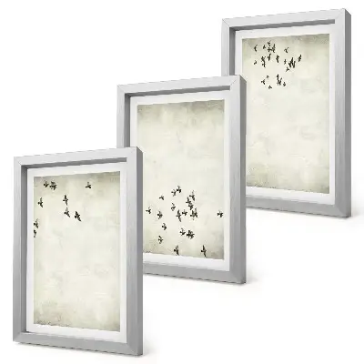 Tableau d'oiseaux en vol style minimaliste lot de 3 pièces