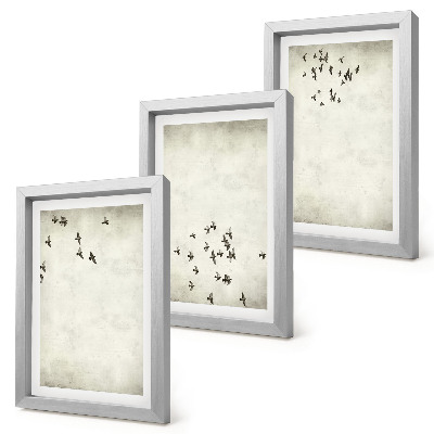 Lot de 3 tableaux Une peinture minimaliste d'oiseaux en vol