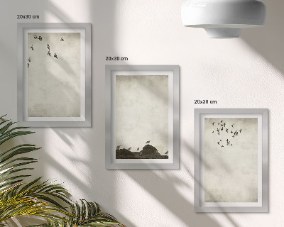 Ensemble de 3 tableaux Vol d'oiseaux style minimaliste